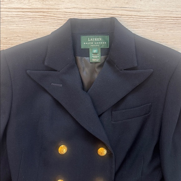 Lauren Ralph Lauren Navy Double Breasted Wool Captain Blazer Gold Buttons 6P - Picture 5 of 14